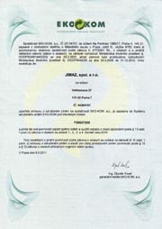 Certifikát EKO-KOM